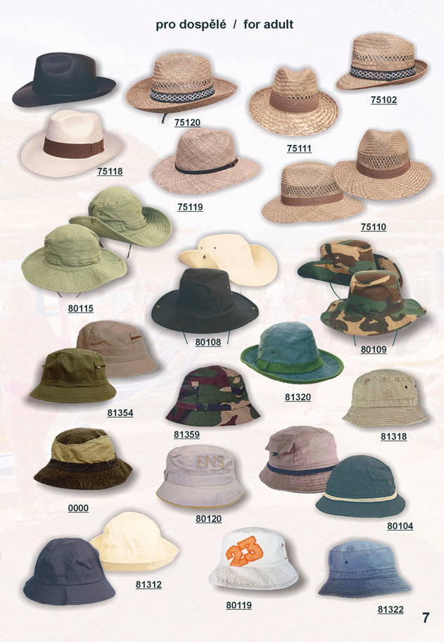 slamáky a bavlněné klobouky