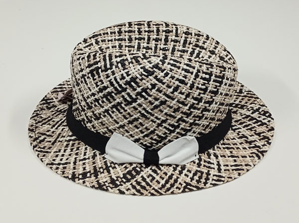 klobouk slaměný, letní černo bílý 40061.1