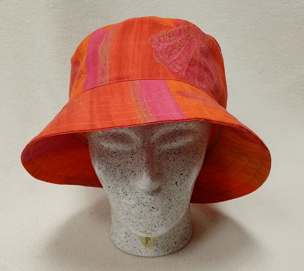 klobouk bavlněný, dámský, látkový, letní oranžový 61004.63