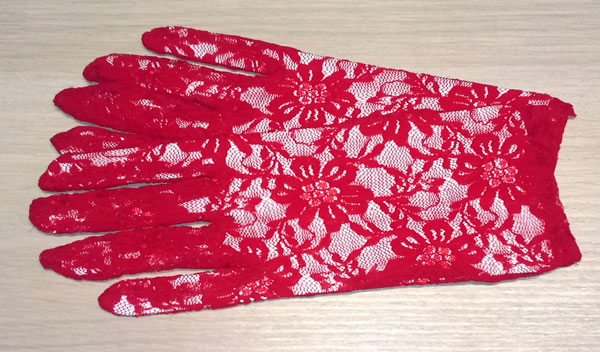 rukavice krajkové červené společenské 48374.5