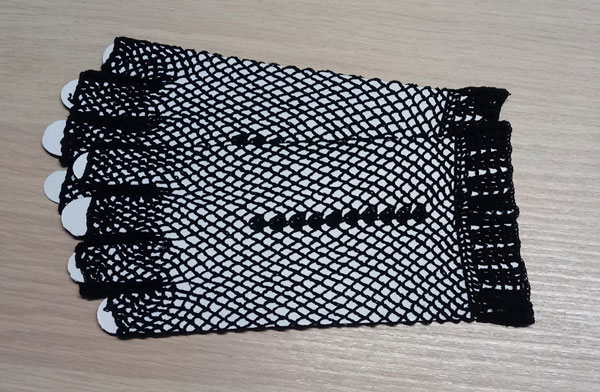 rukavice bez prstů, přízové, háčkované, bavlněné, černé 48352.1