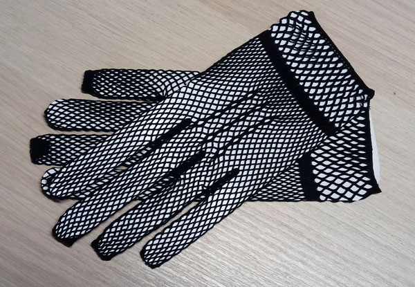 rukavice strečové, dámské, černé, siťované 48384.1