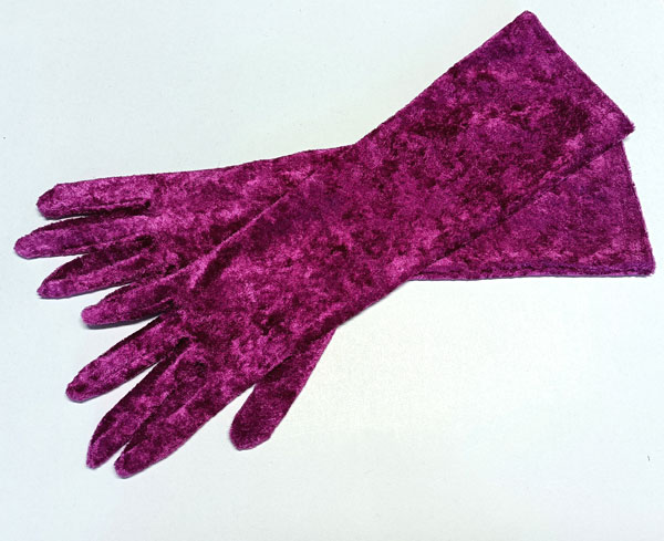 rukavice dámské, sametové, společenské fialové 48426.32