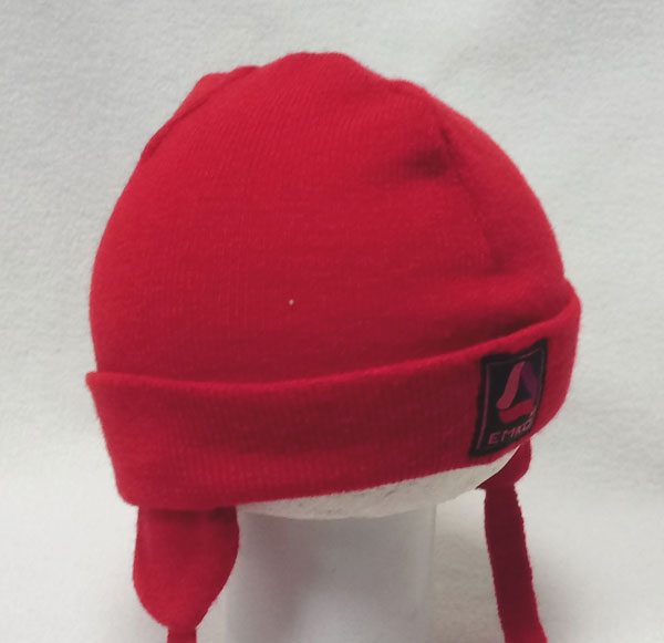 čepice pletená dětská s klapkami na uši červená D30