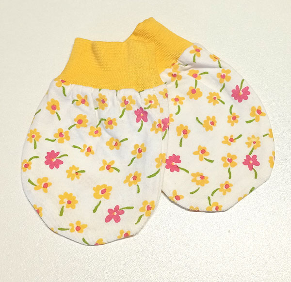 rukavice kojenecké bavlněné žluto bílé 0206.1