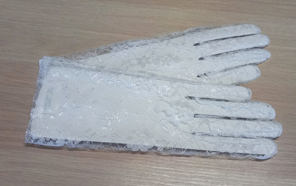 rukavice dámské, společenské, krajkové, bílé 48327.2