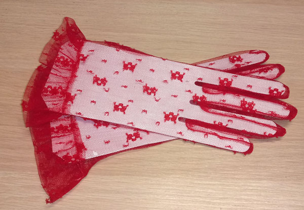 rukavice společenské, červené RS 14