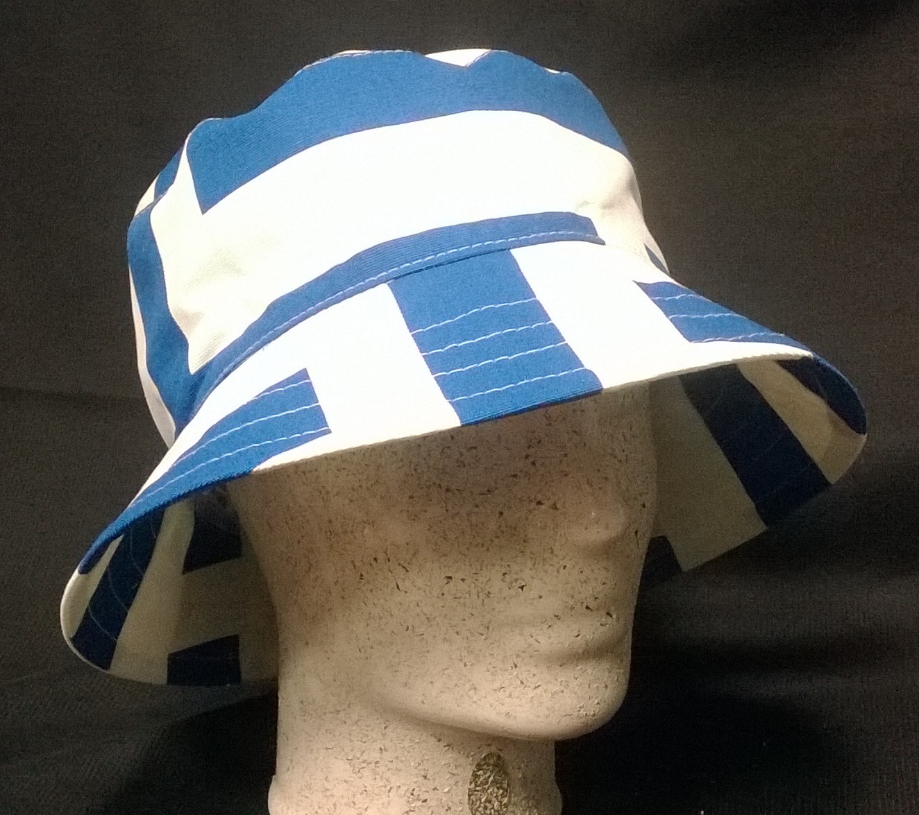 klobouk plátěný, látkový, dámský modro bílý 61004.12