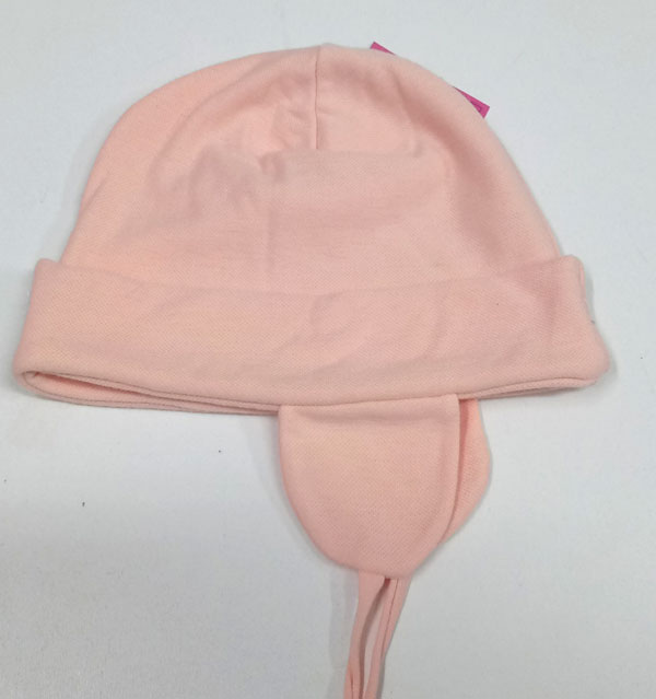 čepice dětská bavlněná s klapkami růžová apricot CK 09