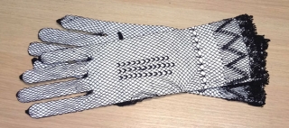 rukavice dámské, bavlněné, společenské, přízové, černé 48348.1