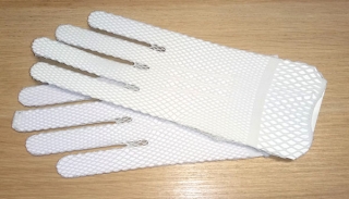 rukavice společenské, bílé, strečové, síťované 48384.2