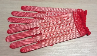 rukavice strečové, dámské, červené, siťované 48356.5