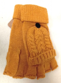 rukavice pletené bez prstů s kapsou okrové žluté dámské 43047.46