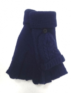 rukavice pletené bez prstů s kapsou modré dámské 43047.20