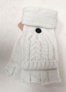 rukavice pletené bez prstů s kapsou bílé dámské 43047.2