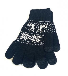 rukavice dámské zimní pletené na mobil černé 43046.1
