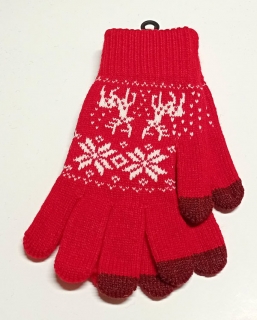 rukavice dámské zimní pletené na mobil červené 43046.5