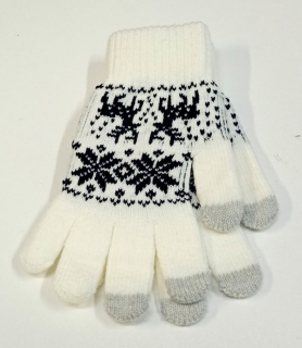 rukavice dámské zimní pletené na mobil bílé 43046.2