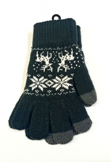 rukavice dámské zimní pletené na mobil šedé 43046.7