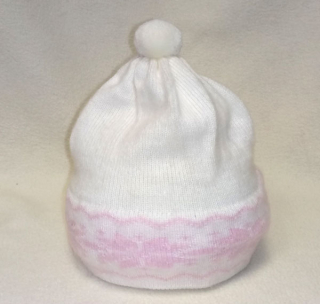 čepice pletená dětská růžovo bílá B409