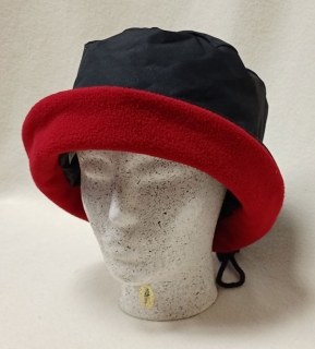 klobouk zimní dámský nepromokavý černo červený B406
