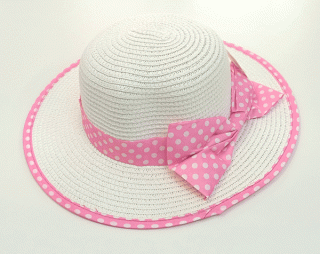klobouk dívčí letní růžovo bílý 10210.2