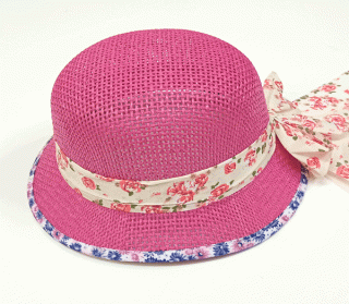 klobouk dívčí letní růžový, pink, cyklamen 10247.5