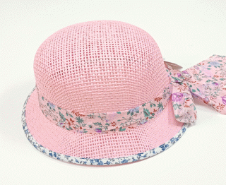 klobouk dívčí letní růžový 10247.3
