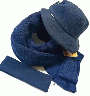 šála, nákrčník + klobouk + čelenka + rukavice modrá
