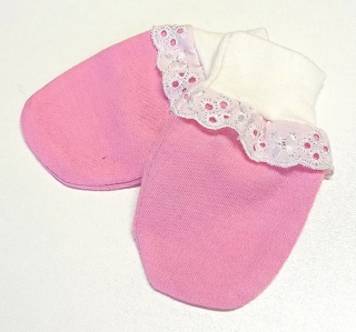 rukavice kojenecké bavlněné růžové 0210.9b