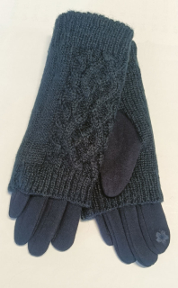 rukavice dámské vycházkové dvojité prstové tm. modré 43056.20