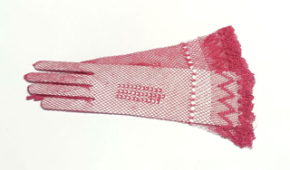 rukavice přízové, bavlněné, společenské, červené-malinové 48348.38