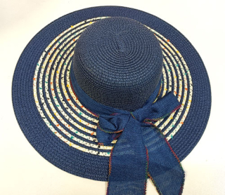 klobouk letní dámský slaměný modrý 40146.20