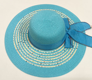 klobouk letní dámský slaměný tyrkys 40146.25