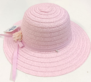 klobouk dětský letní slaměný růžový 10250.31