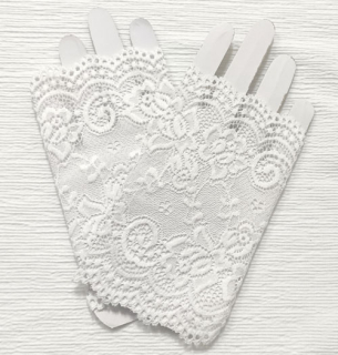 rukavice, návleky společenské krajkové bílé 48372.2a
